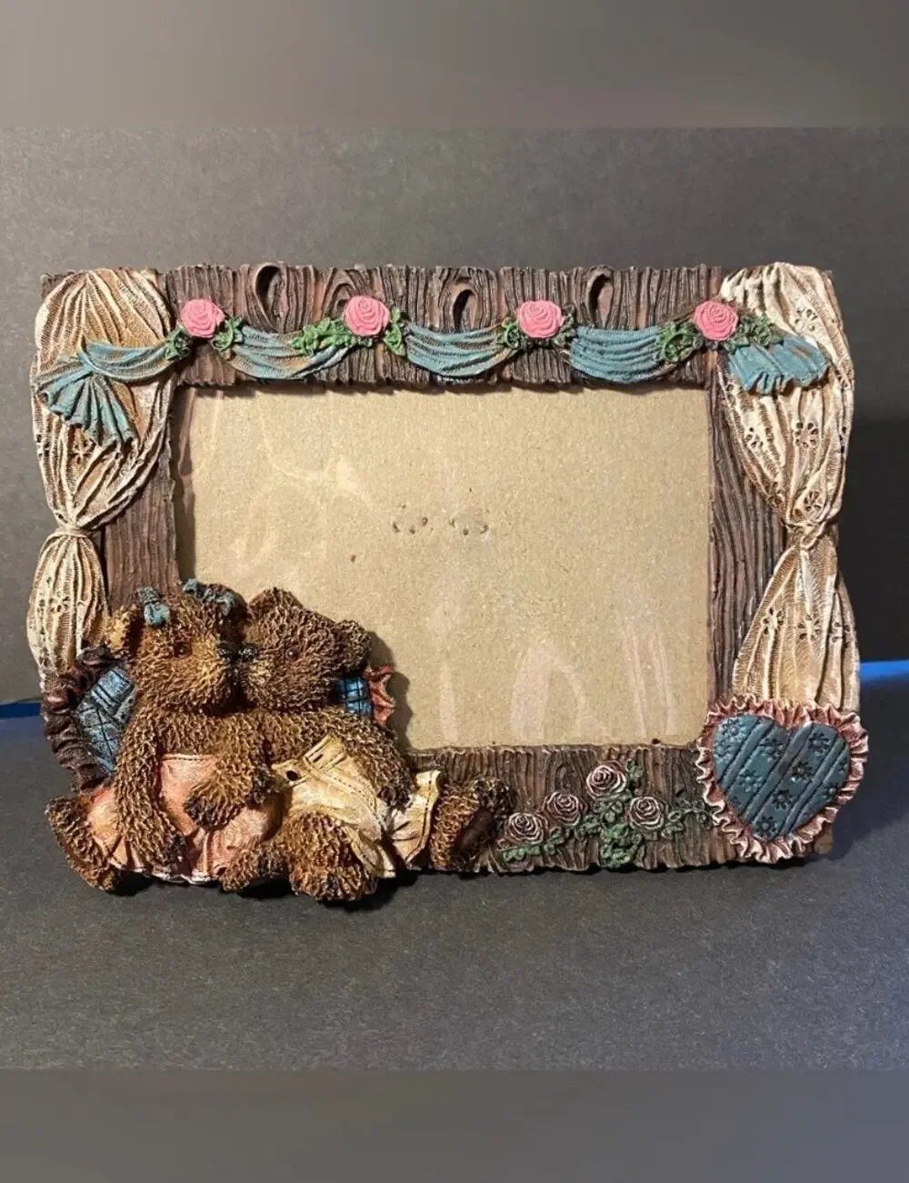 Vintage 90s 3D Resin Teddy Bear Picture Frame – Cottagecore Nursery Decor